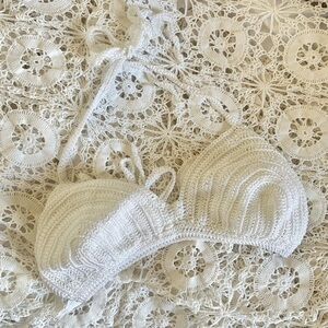 Handmade vintage white crochet bra top